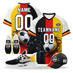 Custom Germany 2026 World Cup High Quality Soccer Stadium Version Jersey Sneakers Sports Shoes and Hat Combo Offer Personalized Team Name and Logo ZH-F028102-8