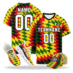 Custom Portugal 2026 World Cup High Quality Soccer Stadium Version Jersey Sneakers Sports Shoes and Hat Combo Offer Personalized Team Name and Logo ZH-F028104-10