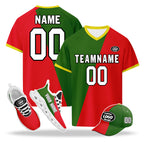 Custom Portugal 2026 World Cup High Quality Soccer Stadium Version Jersey Sneakers Sports Shoes and Hat Combo Offer Personalized Team Name and Logo ZH-F028104-3