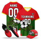 Custom Portugal 2026 World Cup High Quality Soccer Stadium Version Jersey Sneakers Sports Shoes and Hat Combo Offer Personalized Team Name and Logo ZH-F028104-5