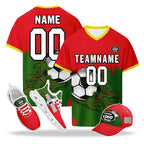 Custom Portugal 2026 World Cup High Quality Soccer Stadium Version Jersey Sneakers Sports Shoes and Hat Combo Offer Personalized Team Name and Logo ZH-F028104-5
