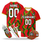 Custom Portugal 2026 World Cup High Quality Soccer Stadium Version Jersey Sneakers Sports Shoes and Hat Combo Offer Personalized Team Name and Logo ZH-F028104-6