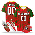 Custom Portugal 2026 World Cup High Quality Soccer Stadium Version Jersey Sneakers Sports Shoes and Hat Combo Offer Personalized Team Name and Logo ZH-F028104-7