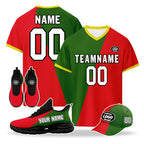Custom Portugal 2026 World Cup High Quality Soccer Stadium Version Jersey Sneakers Sports Shoes and Hat Combo Offer Personalized Team Name and Logo ZH-F028106-3