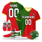 Custom Portugal 2026 World Cup High Quality Soccer Stadium Version Jersey Sneakers Sports Shoes and Hat Combo Offer Personalized Team Name and Logo ZH-F028106-3