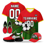 Custom Portugal 2026 World Cup High Quality Soccer Stadium Version Jersey Sneakers Sports Shoes and Hat Combo Offer Personalized Team Name and Logo ZH-F028106-5