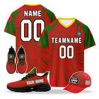 Custom Portugal 2026 World Cup High Quality Soccer Stadium Version Jersey Sneakers Sports Shoes and Hat Combo Offer Personalized Team Name and Logo ZH-F028106-7