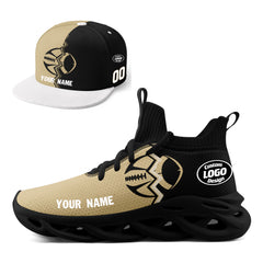 Custom Black Yellow Louisiana MaxSoul Shoes and Hat Combo Offer Personalized Combo ZH-D028017-10