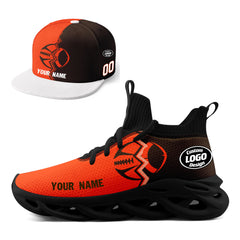 Custom Orange Brownish Red Ohio MaxSoul Shoes and Hat Combo Offer Personalized Combo ZH-D028017-20