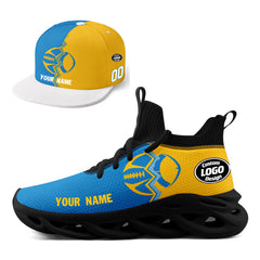 Custom Yellow Blue California MaxSoul Shoes and Hat Combo Offer Personalized Combo ZH-D028017-27