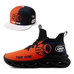 Custom Deep Blue Orange Illinois MaxSoul Shoes and Hat Combo Offer Personalized Combo ZH-D028017-4