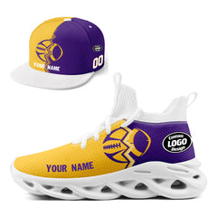 Custom Purple Yellow Minnesota MaxSoul Shoes and Hat Combo Offer Personalized Combo ZH-D028017-9